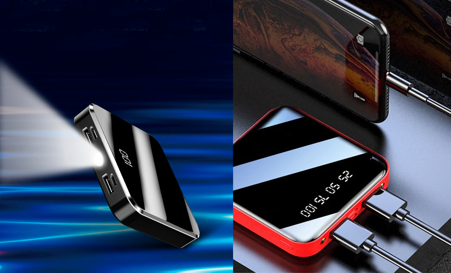 Mini Portable Charging Power Bank with USB Cable for iPhone and Tablets