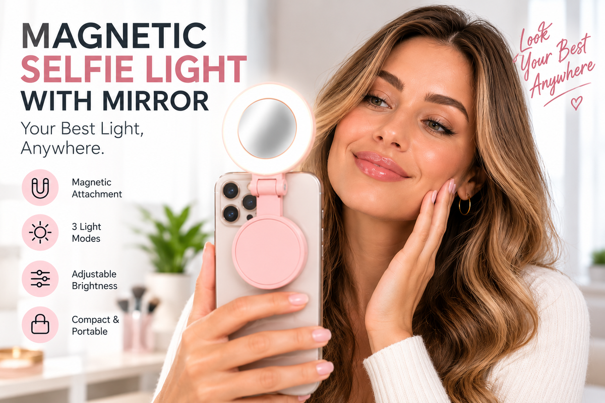 Magnetic Selfie Light with Mirror