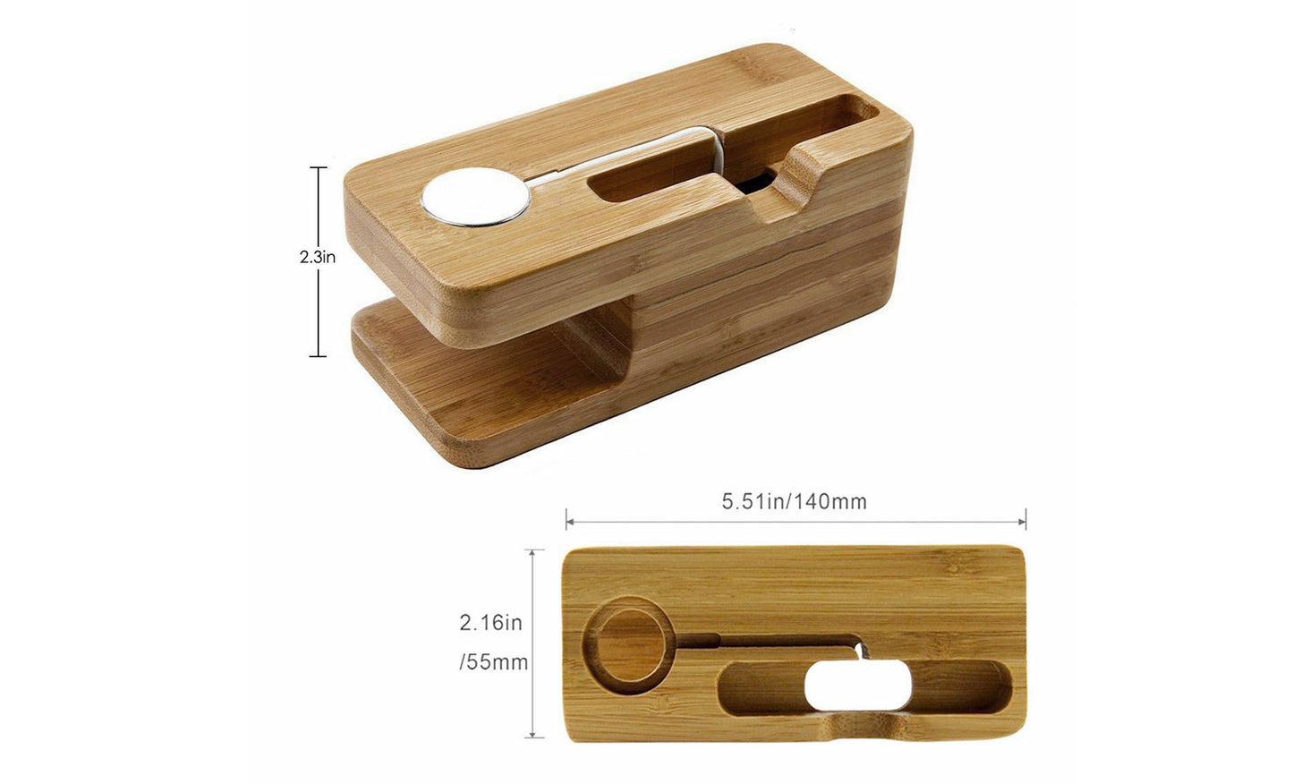 Wooden Mount And Cradle Station Dock For Apple Watch And iPhone