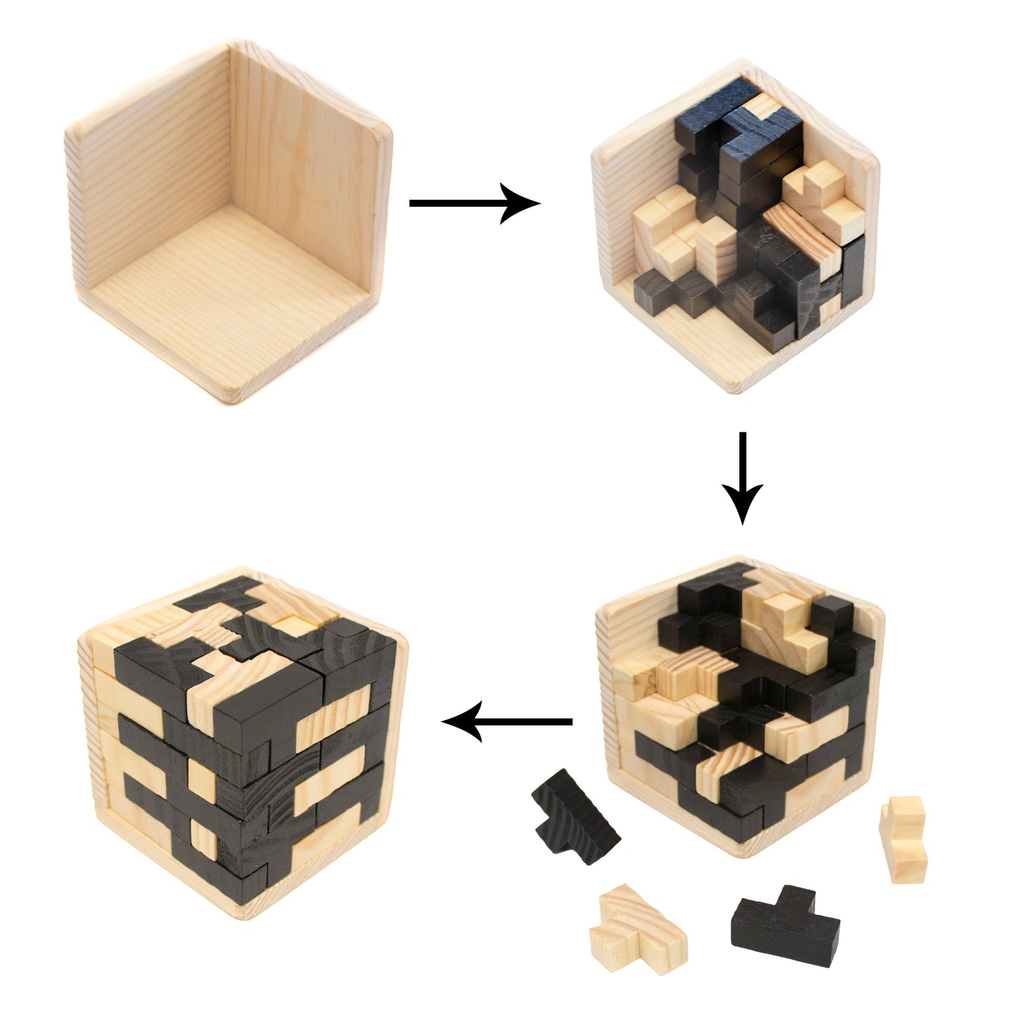 54 Piece Wooden Brain Teaser Puzzle, Educational Toy for Kids