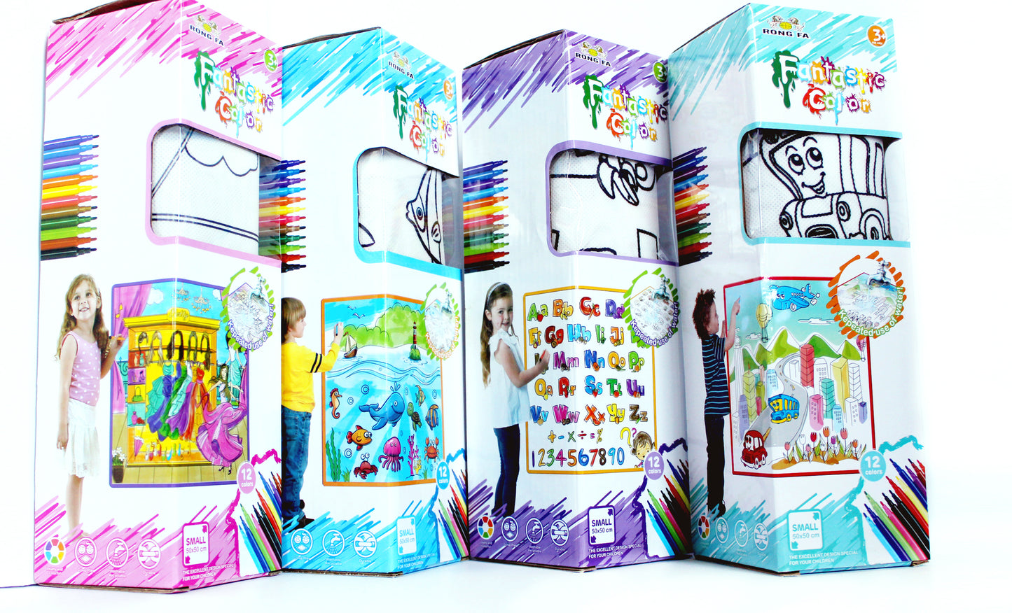 Kids Fantastic Washable Coloring Play Painting Mat with Washable Markers, 50CM * 50CM