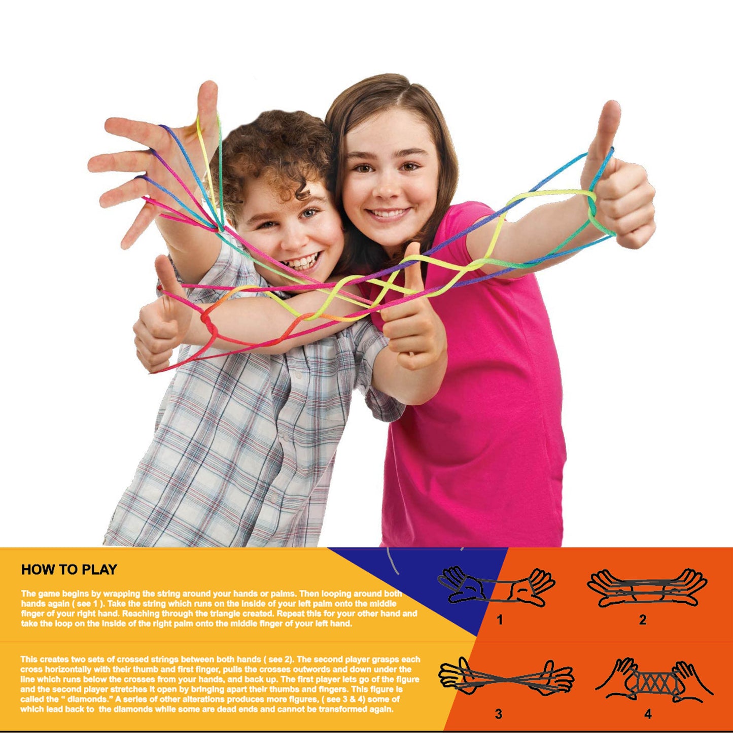 Colorful Rainbow Cradle String Game Finger Twister, 3 pieces Set