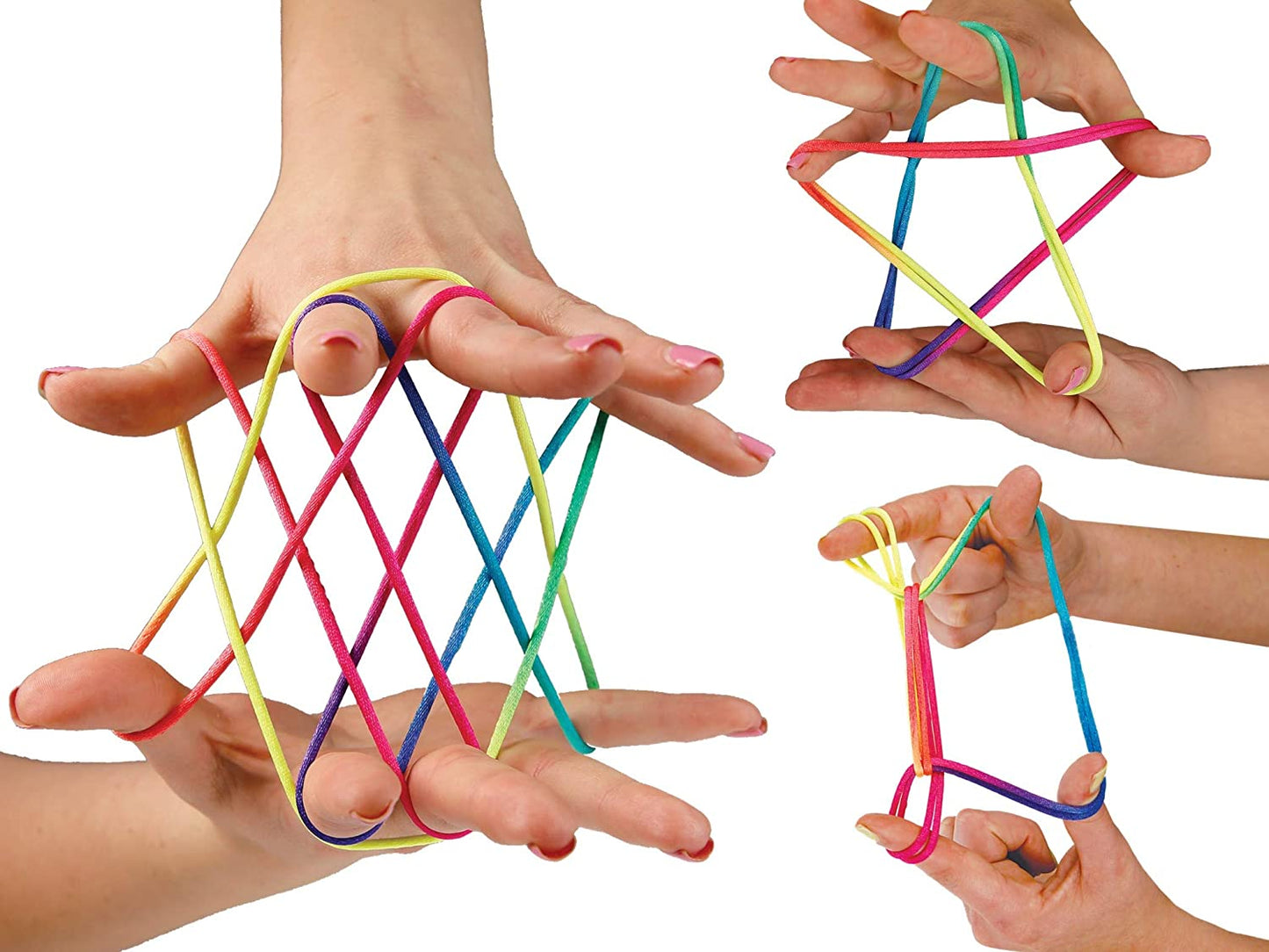 Colorful Rainbow Cradle String Game Finger Twister, 3 pieces Set