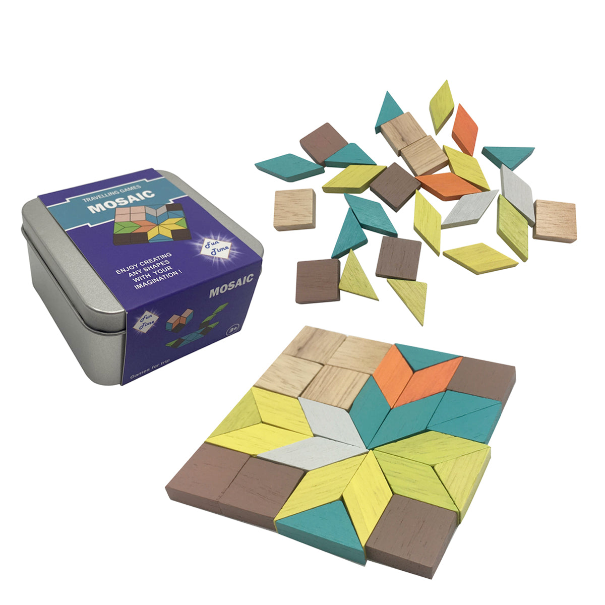 Mosaic Pattern Educational Toy Wooden Puzzle, 26 Pieces Blocks