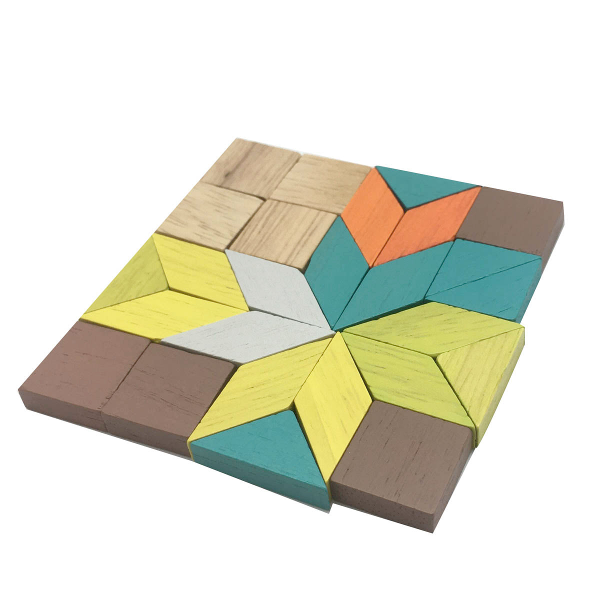 Mosaic Pattern Educational Toy Wooden Puzzle, 26 Pieces Blocks