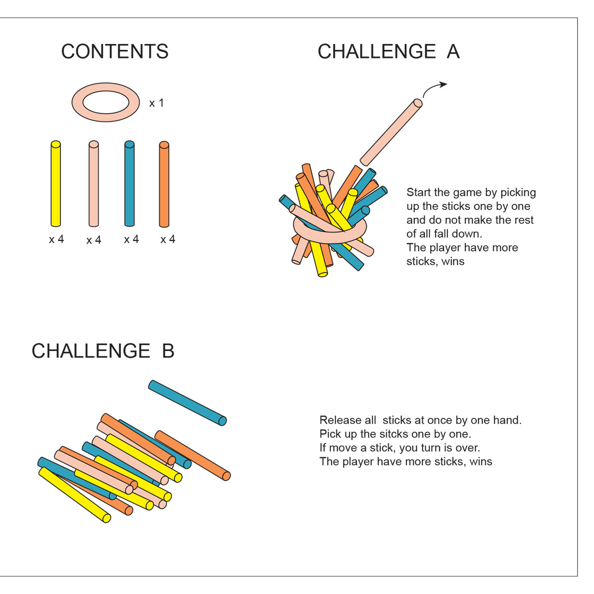 Educational Wooden Toys for Kids, 16 Pieces Pick up Sticks and Ring