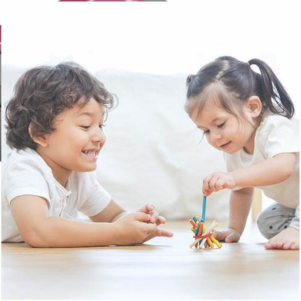Educational Wooden Toys for Kids, 16 Pieces Pick up Sticks and Ring