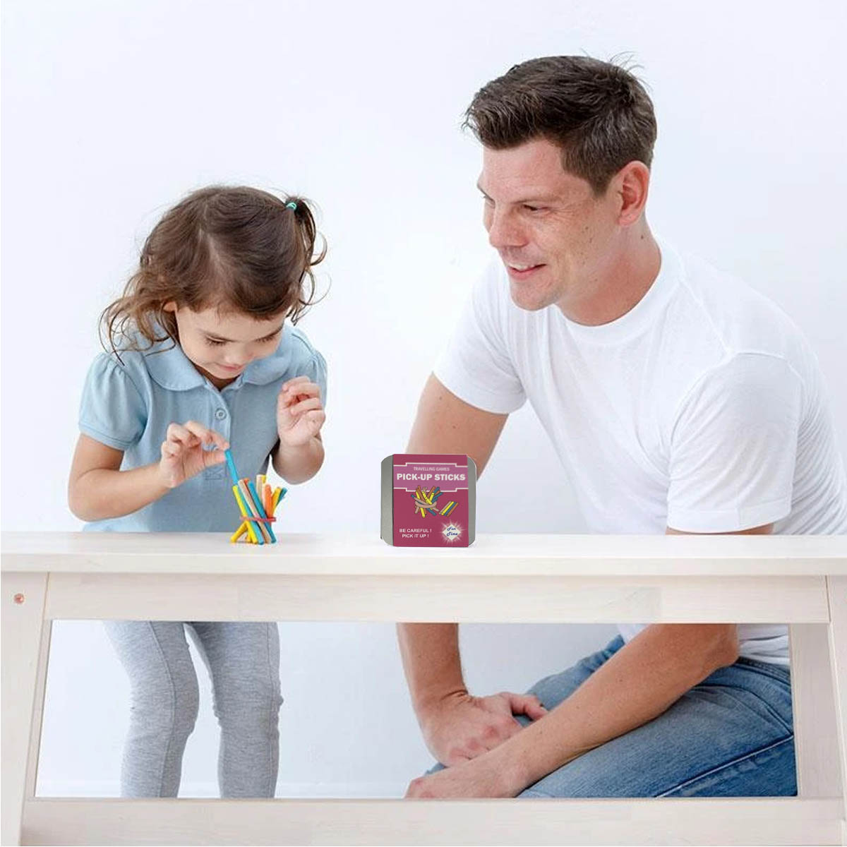 Educational Wooden Toys for Kids, 16 Pieces Pick up Sticks and Ring