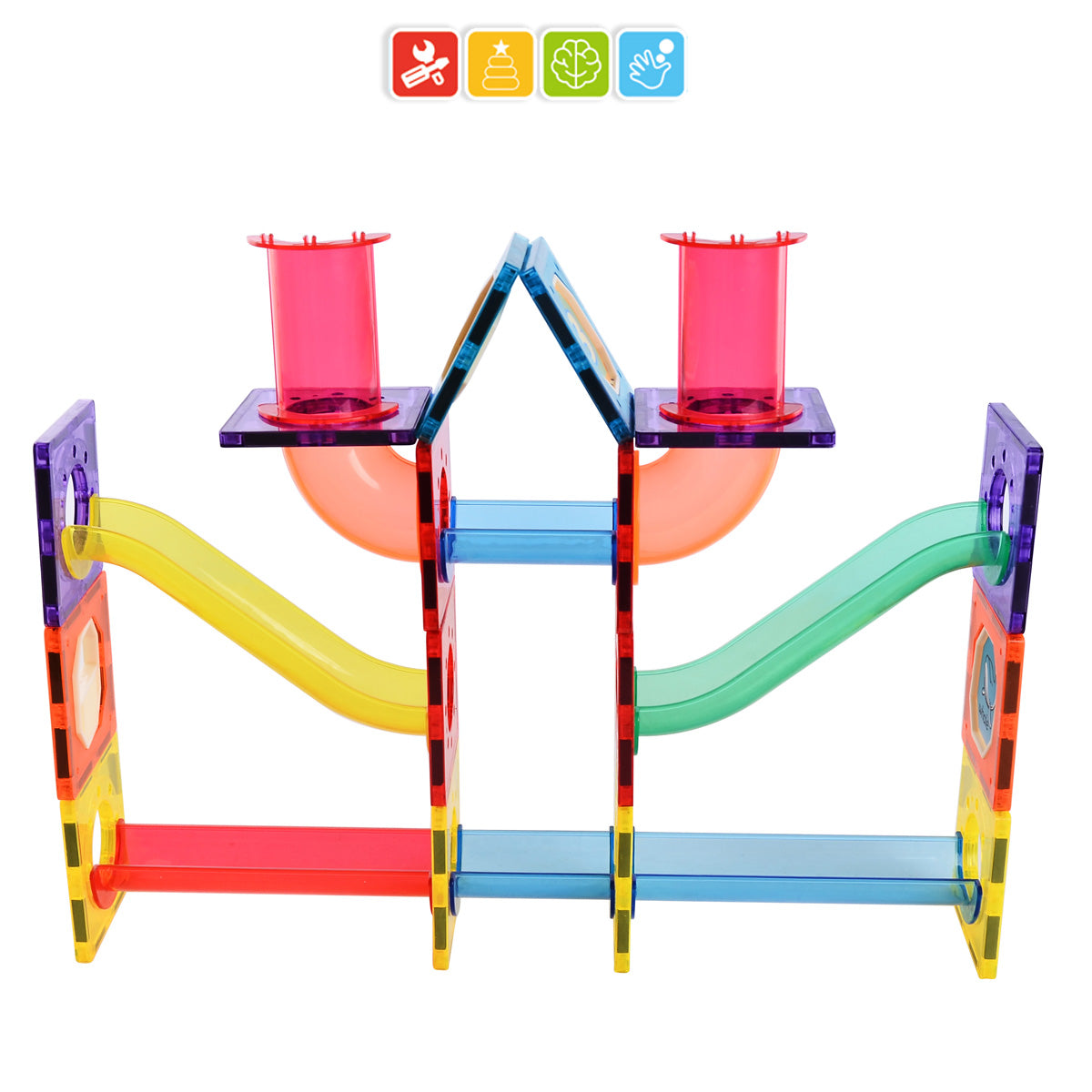Magnetic Tile Track Forest Adventure Building Block for Kids, 51 Pieces