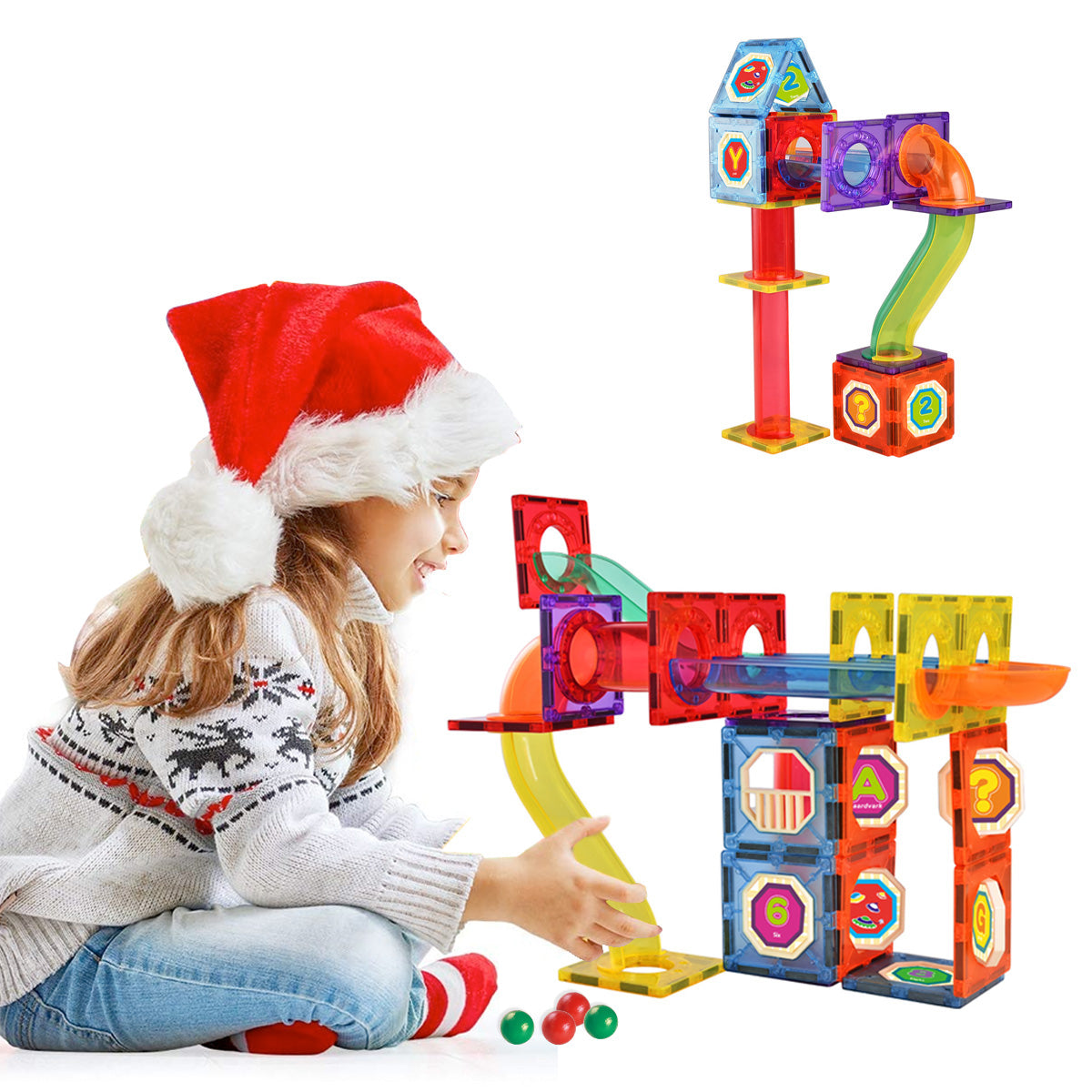 Magnetic Tile Track Forest Adventure Building Block for Kids, 51 Pieces