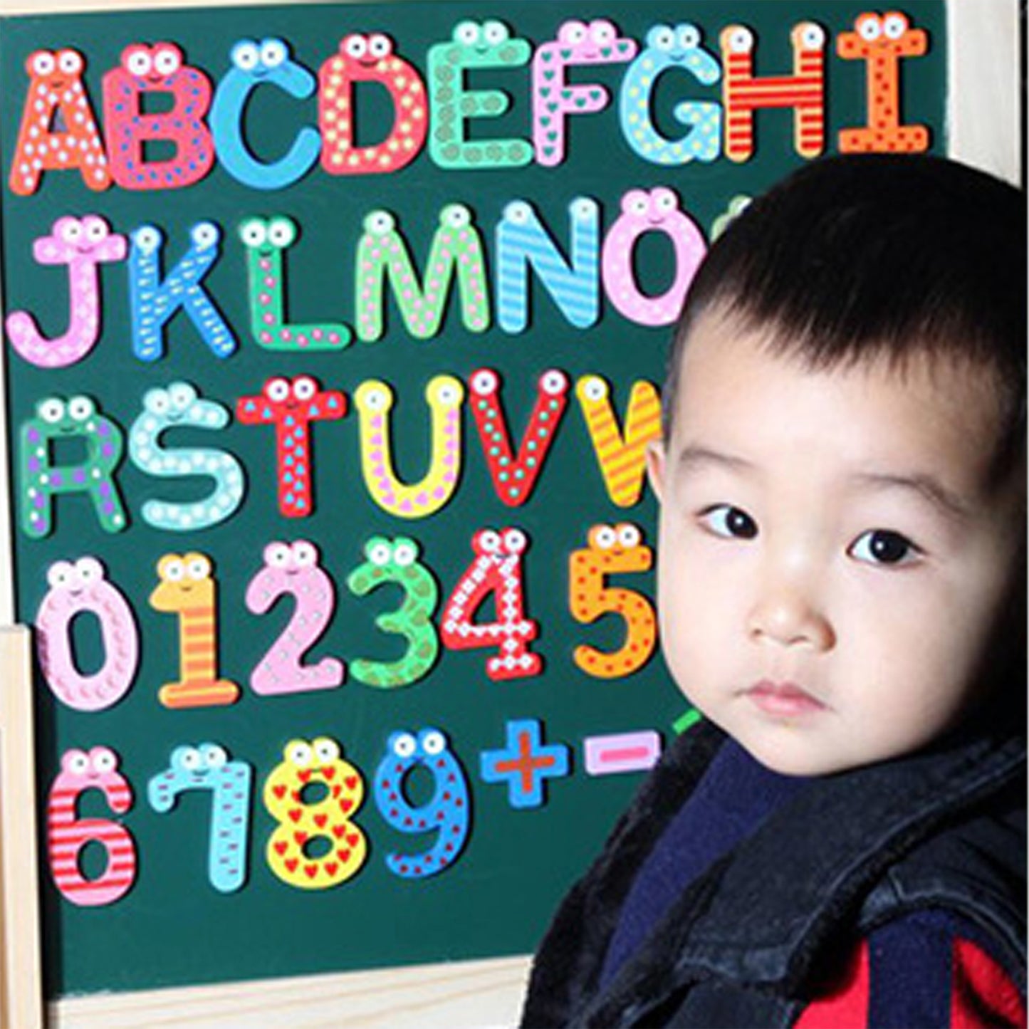 Wooden Magnetic Block with 26 pcs Letters and 15 pcs Number