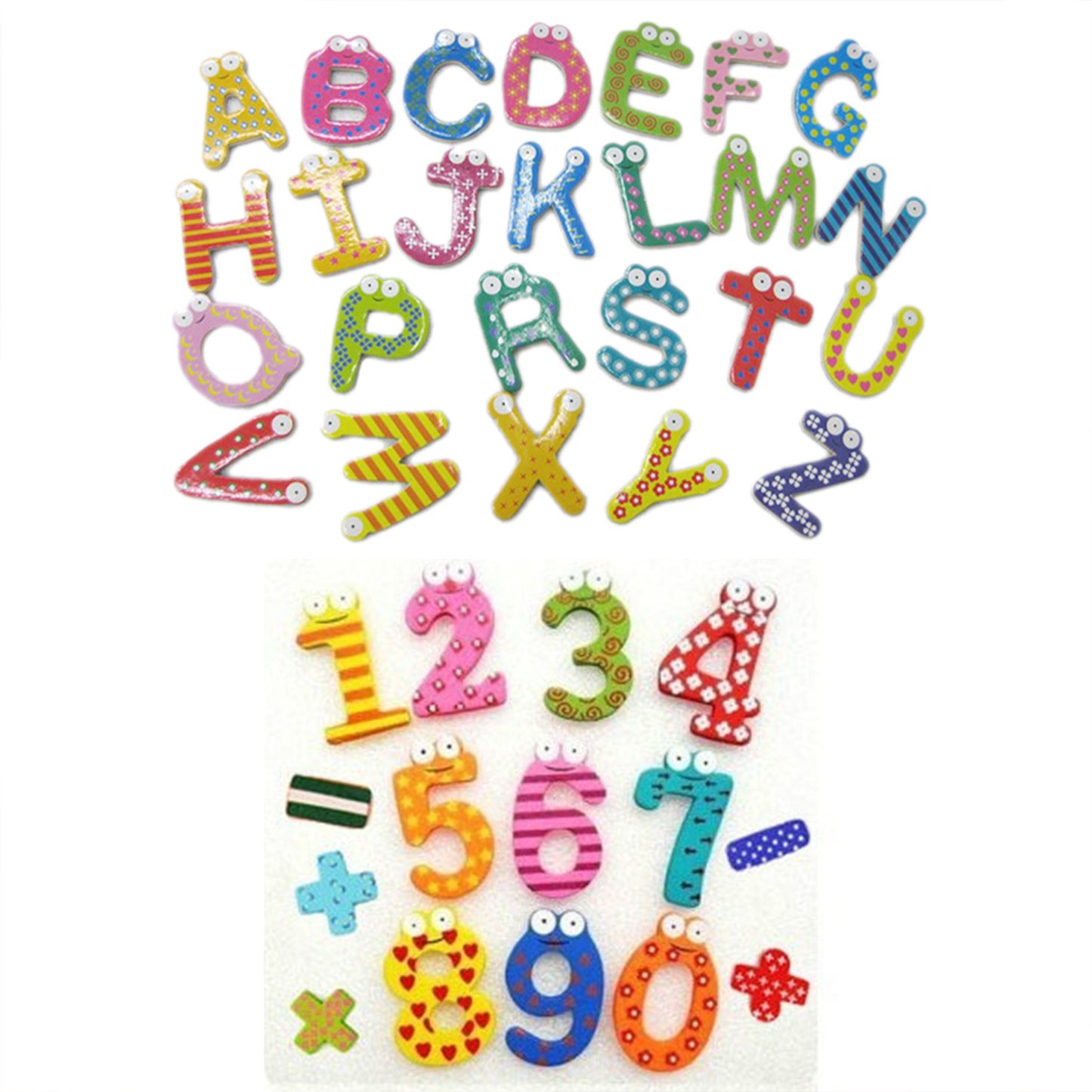 Wooden Magnetic Block with 26 pcs Letters and 15 pcs Number