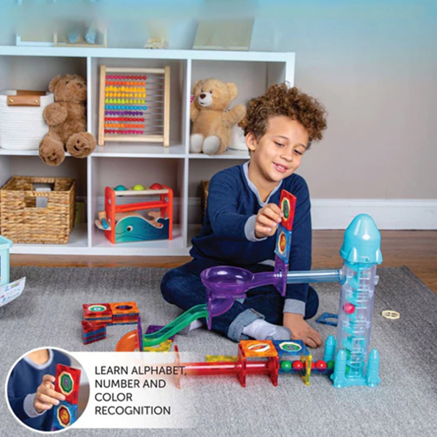 72 Piece Kids Magnetic Building Blocks Tile Set - Creative Educational Toy