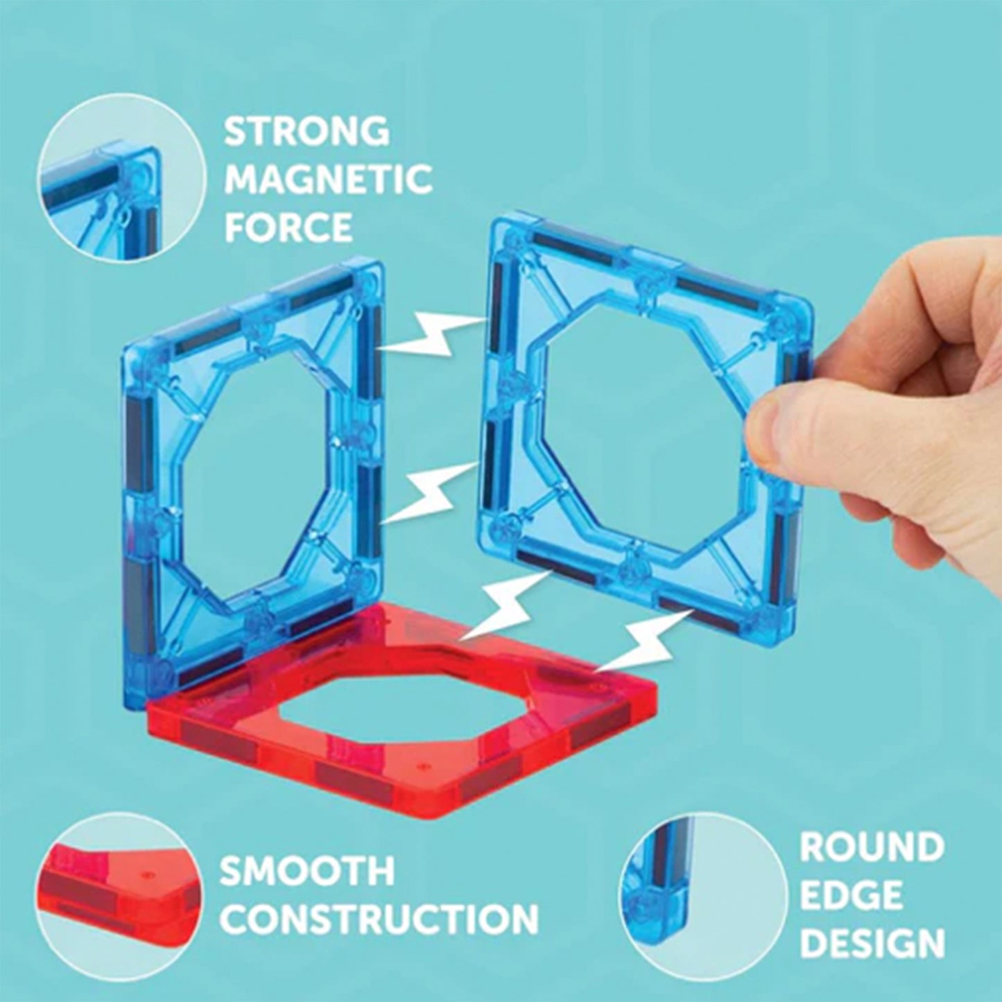 72 Piece Kids Magnetic Building Blocks Tile Set - Creative Educational Toy