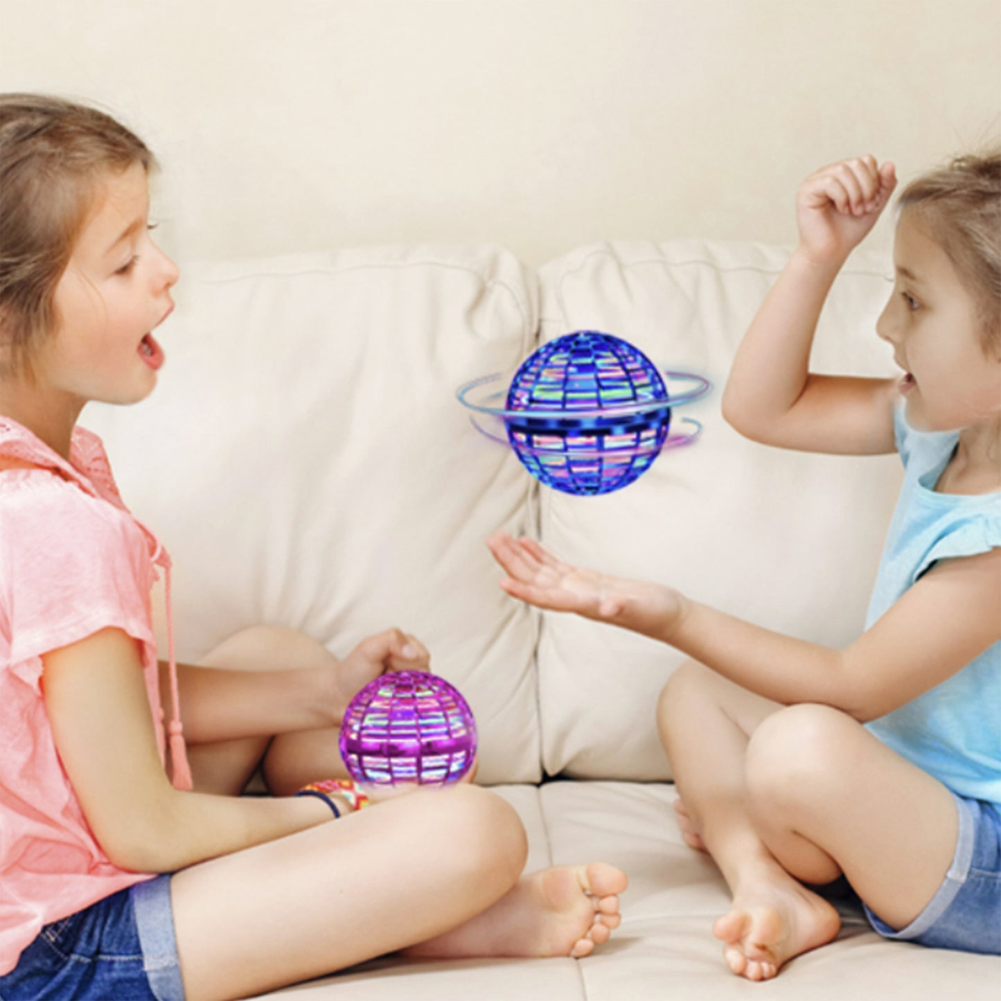 Hand Operated Flying LED Orb Ball Toy with Boomerang Effect for Indoors and Outdoors