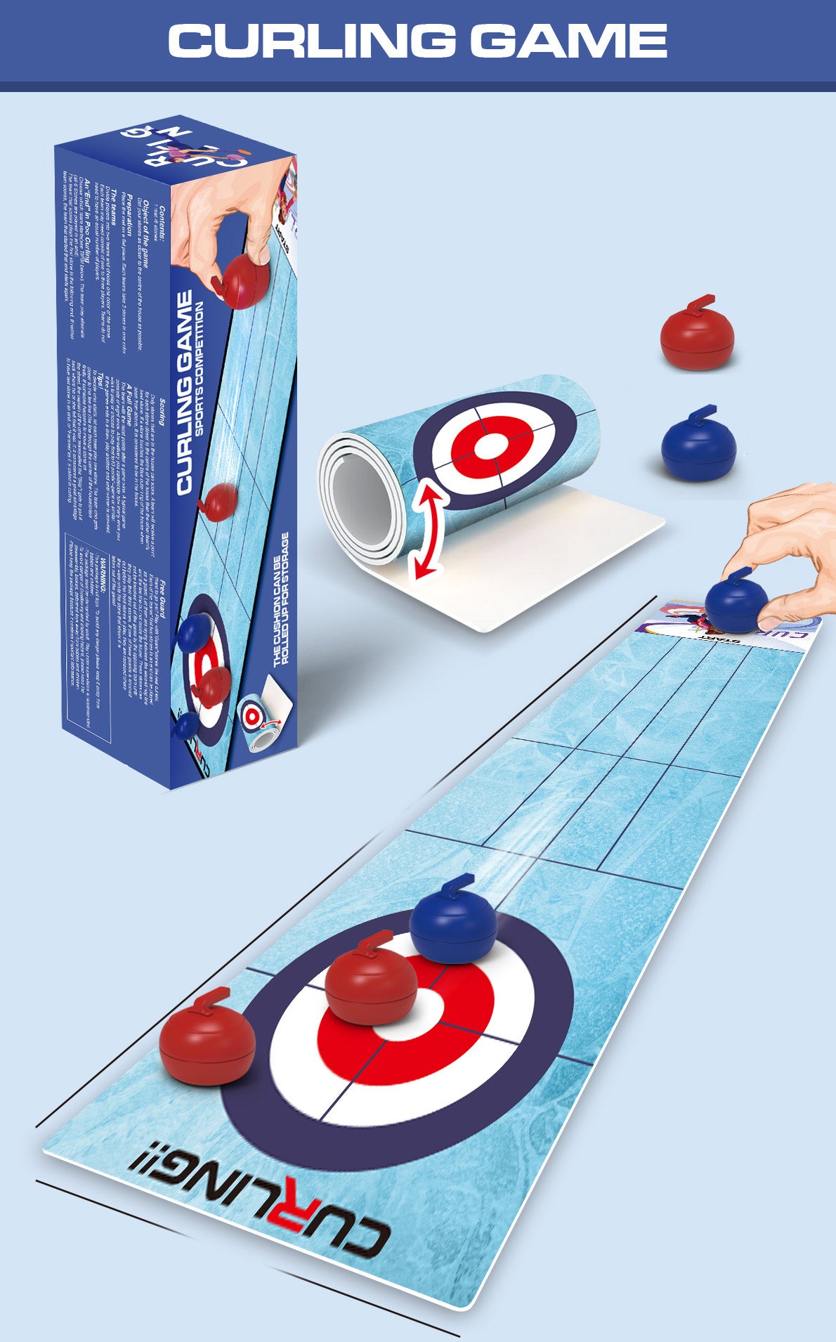 Curling Table Game for Family Party, Curling Boardgame for Kids, Multi Players Indoor Table Game
