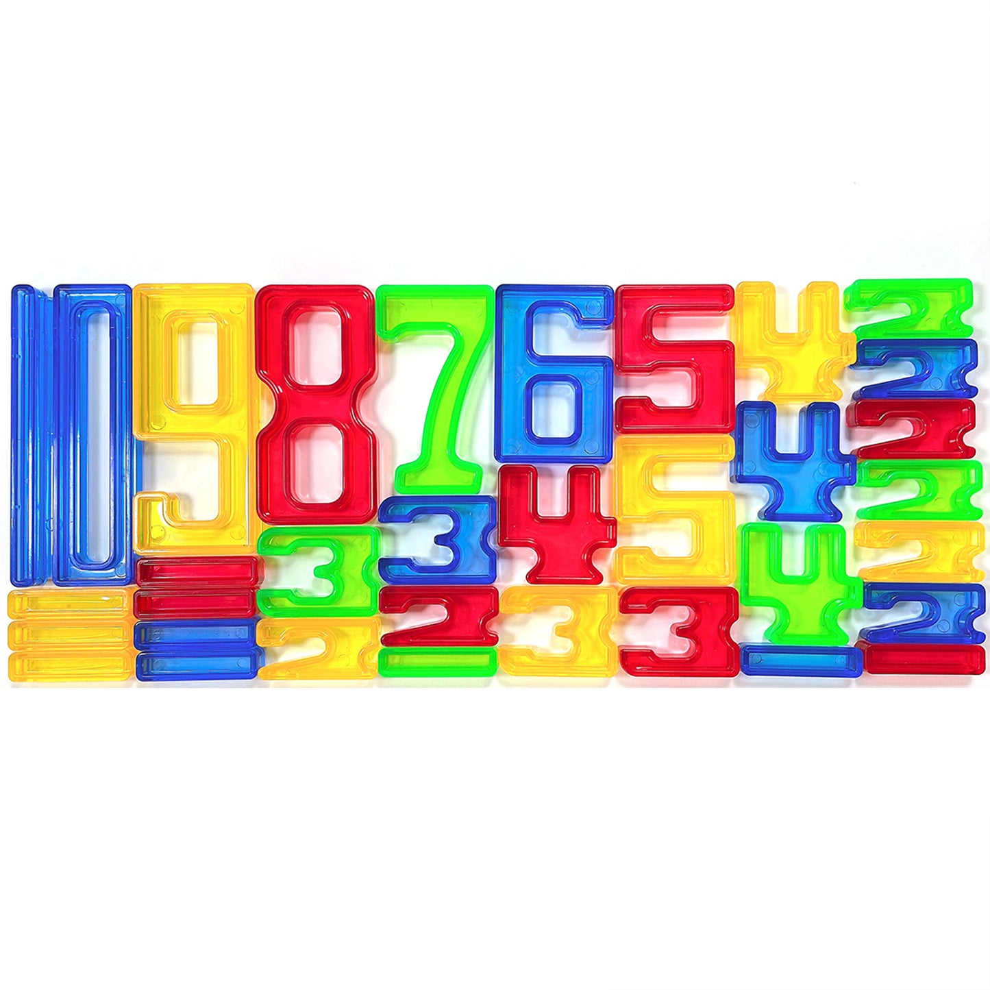 140-Piece Set of Transparent Number Tiles for Early Education and Countless Games with Storage Bin
