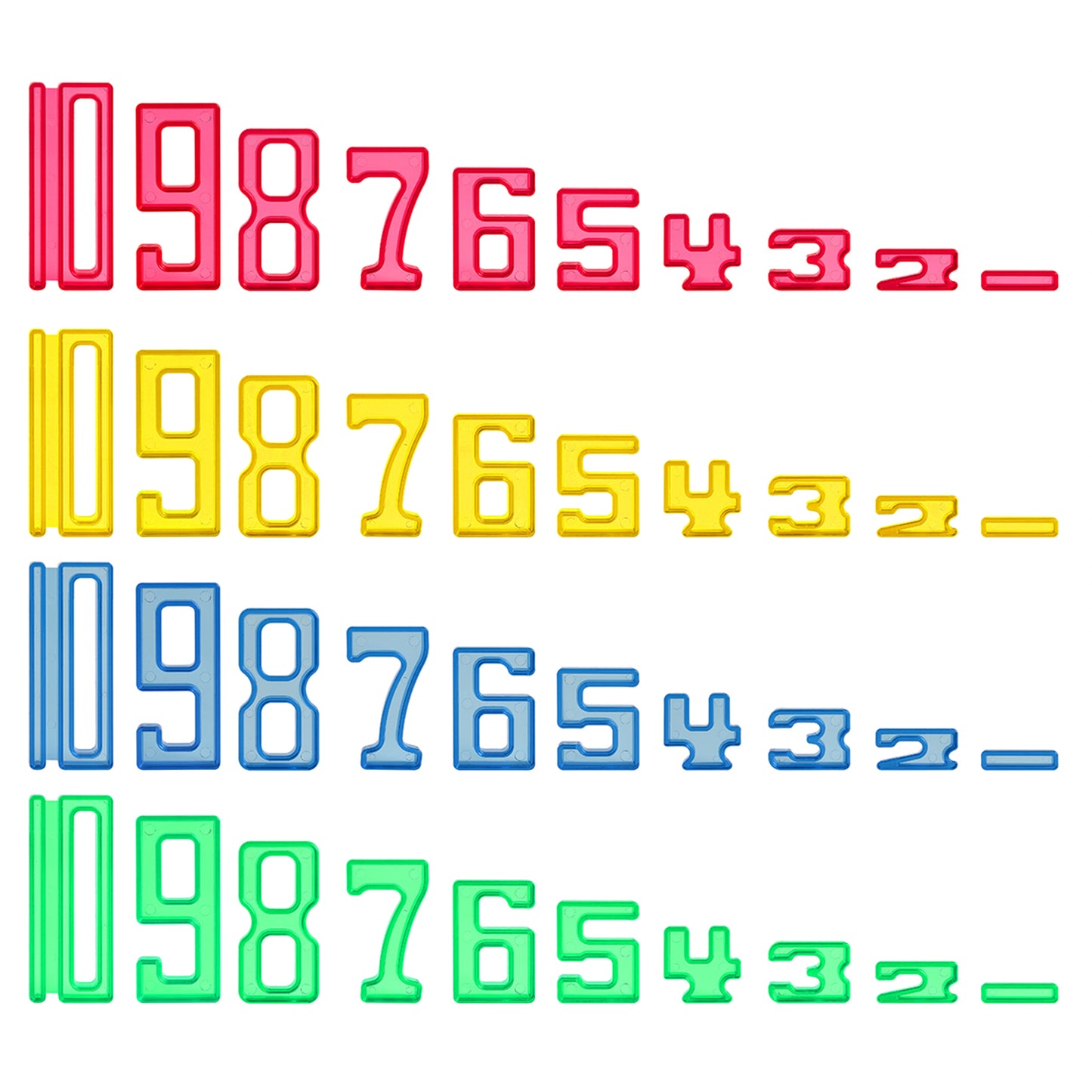 140-Piece Set of Transparent Number Tiles for Early Education and Countless Games with Storage Bin