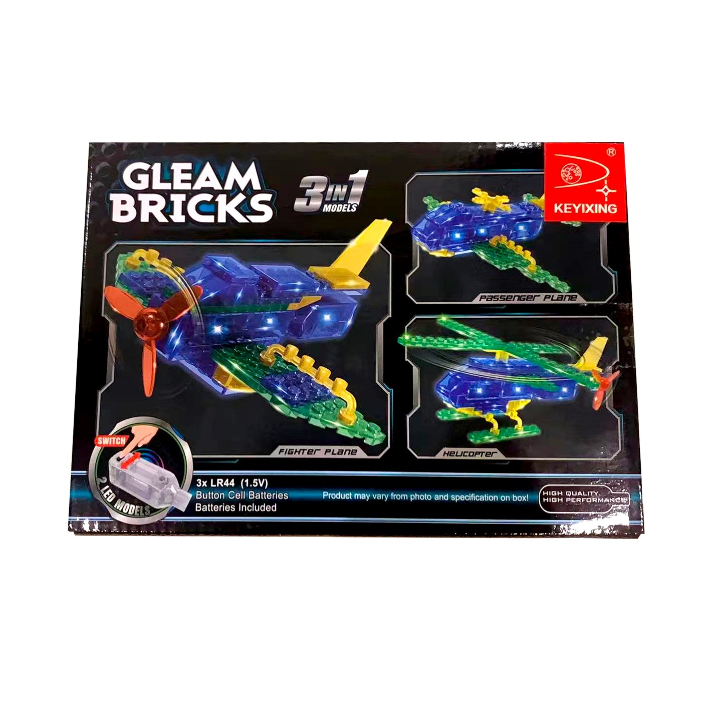 Gleam Bricks 55 Pieces 3 in 1 Helicopter Model Toy for 6+ Aged Kids