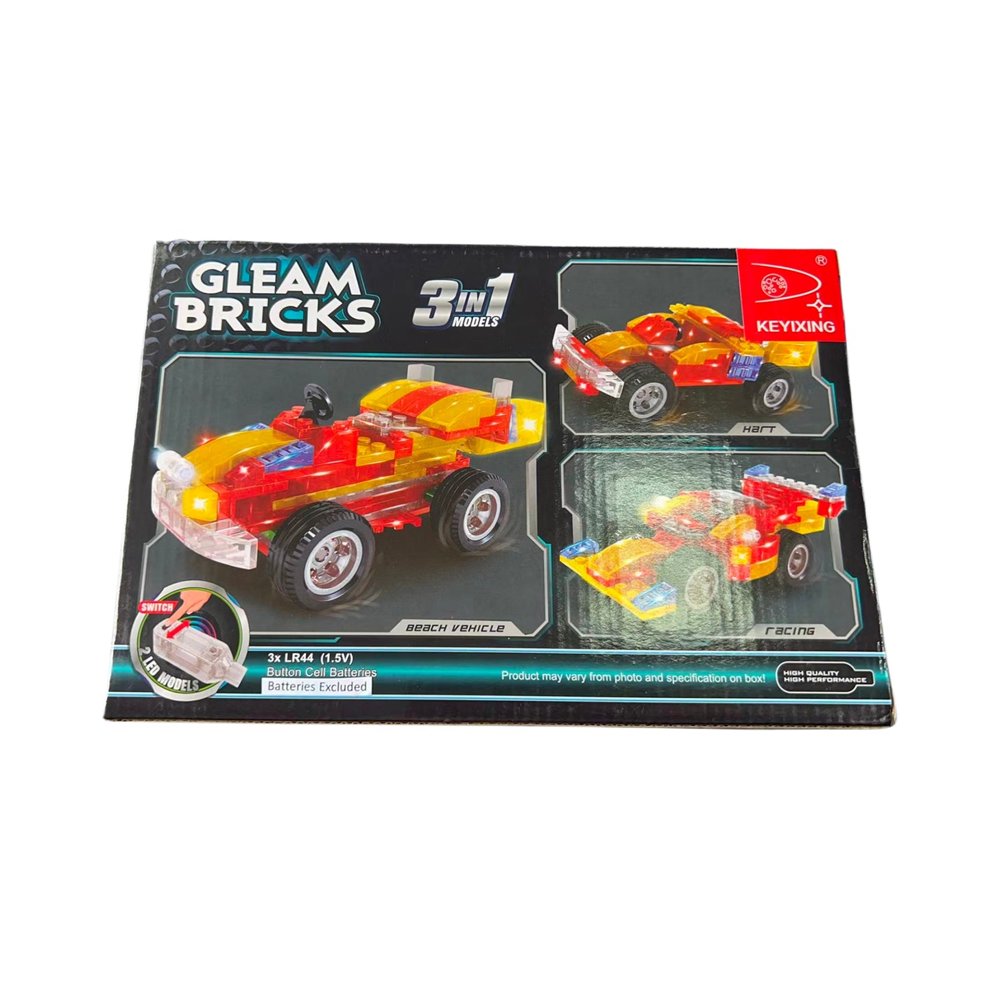 Gleam Bricks 94 Pieces 3 in 1 Race Car Model Toy for 6+ Aged Kids