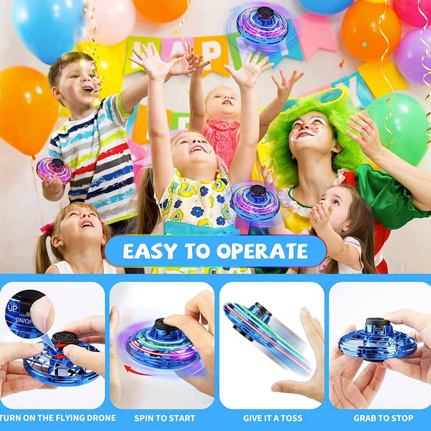 Flying Mini UFO Toy for Kids with RGB Lights, USB Fast Charging Flying Ball Creative Toy