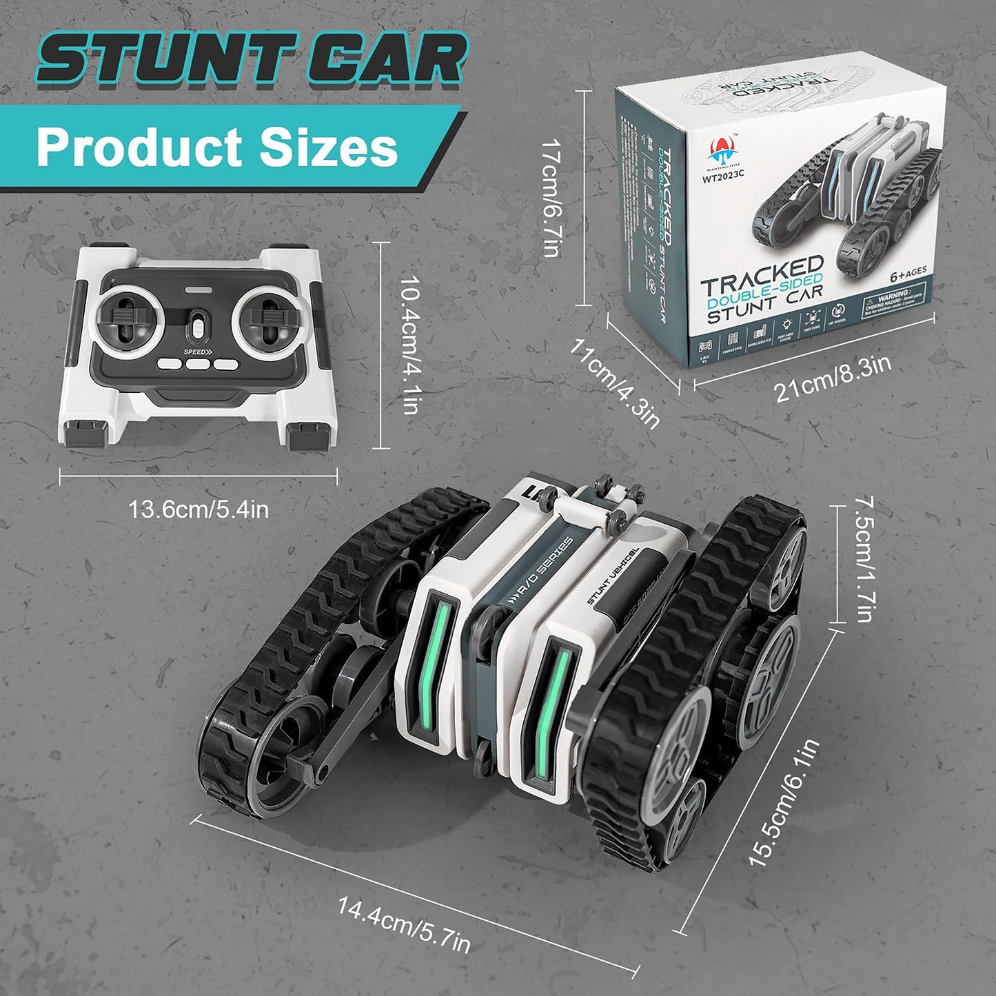 Remote Control Radio-controlled Car, 360 Angles Driving Double-Sided Stunt Car with Rotating Lights, Birthday Gift for Kids