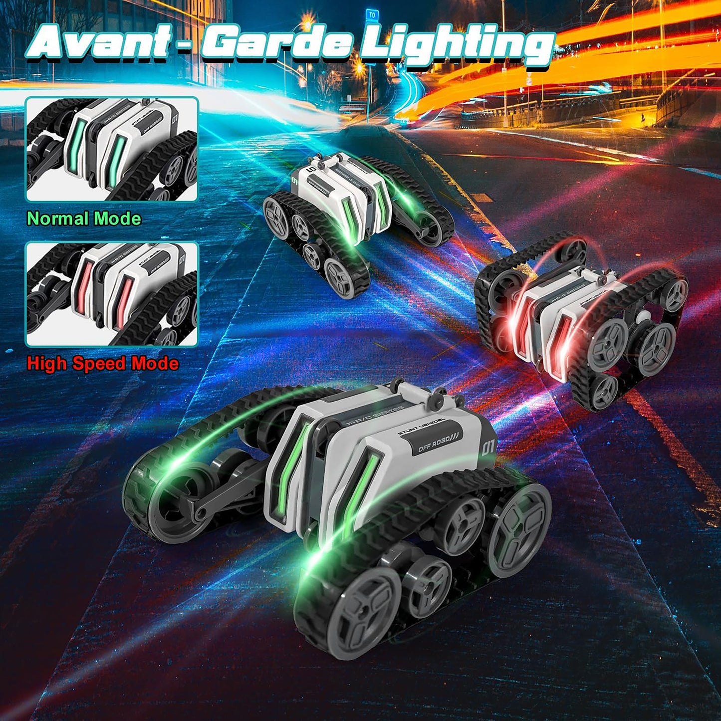 Remote Control Radio-controlled Car, 360 Angles Driving Double-Sided Stunt Car with Rotating Lights, Birthday Gift for Kids