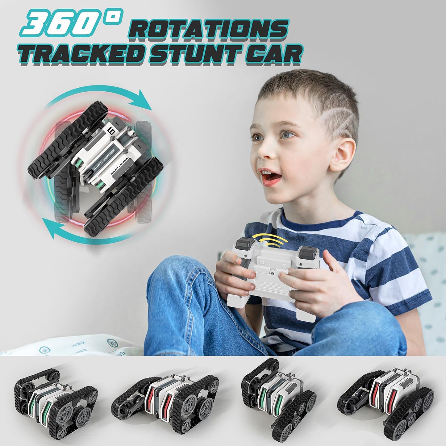 Remote Control Radio-controlled Car, 360 Angles Driving Double-Sided Stunt Car with Rotating Lights, Birthday Gift for Kids