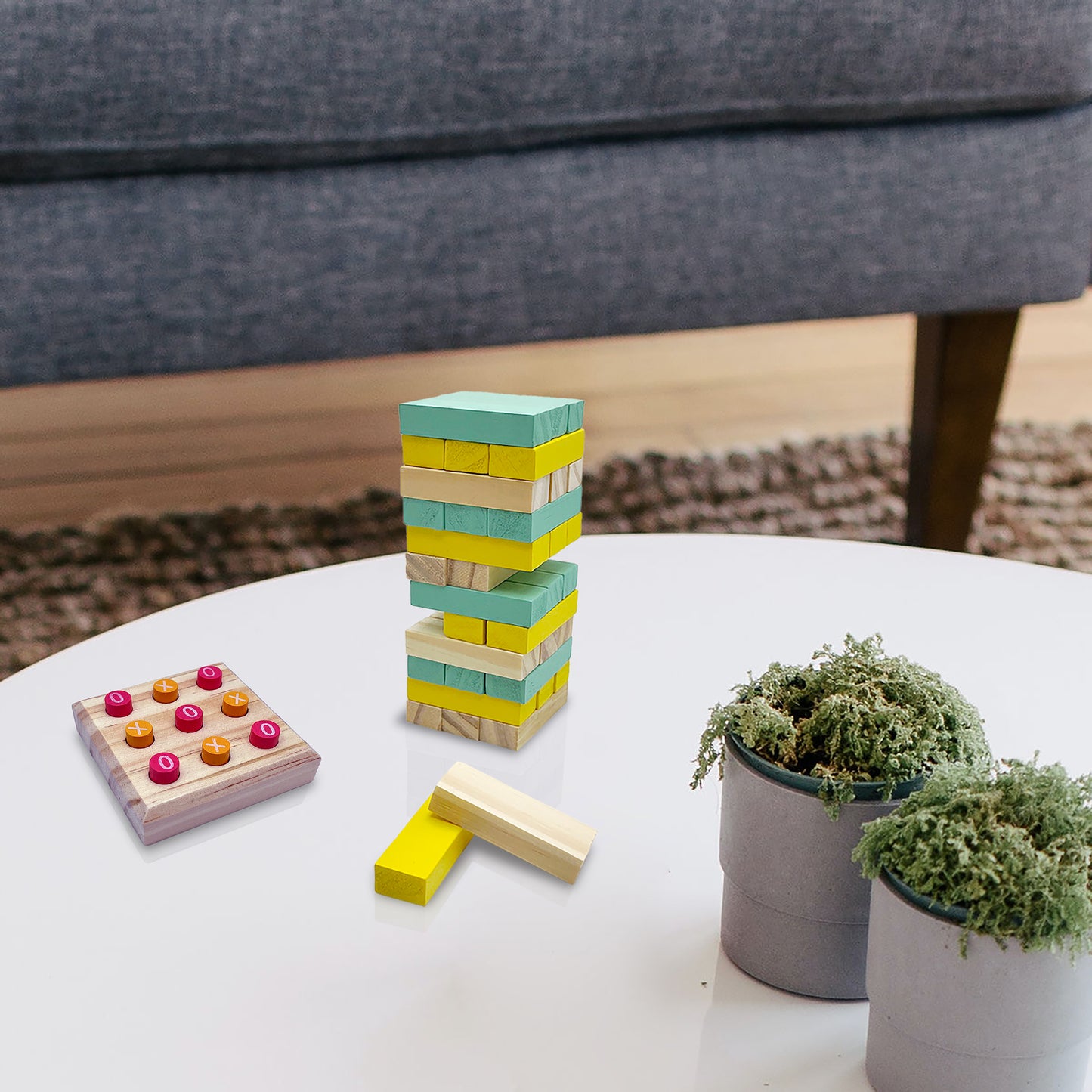 5 in 1 Puzzle Set, Metal Brain Twister, Luban Lock, Tic Tac Toe, Mini Labyrinth, Tumbing Towe
