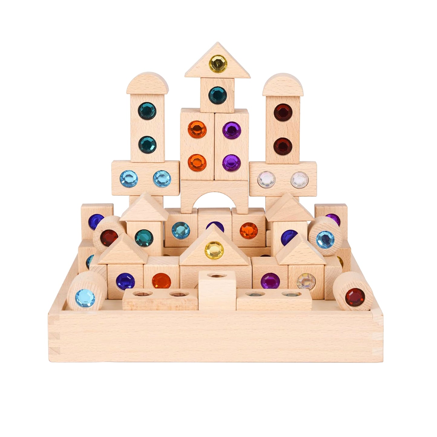 50 Pieces Wooden Building Blocks Set