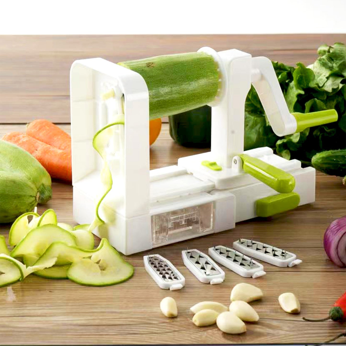 Foldable 5-Blade Spiralizer Set for Easy and Space-Saving Vegetable Preparation