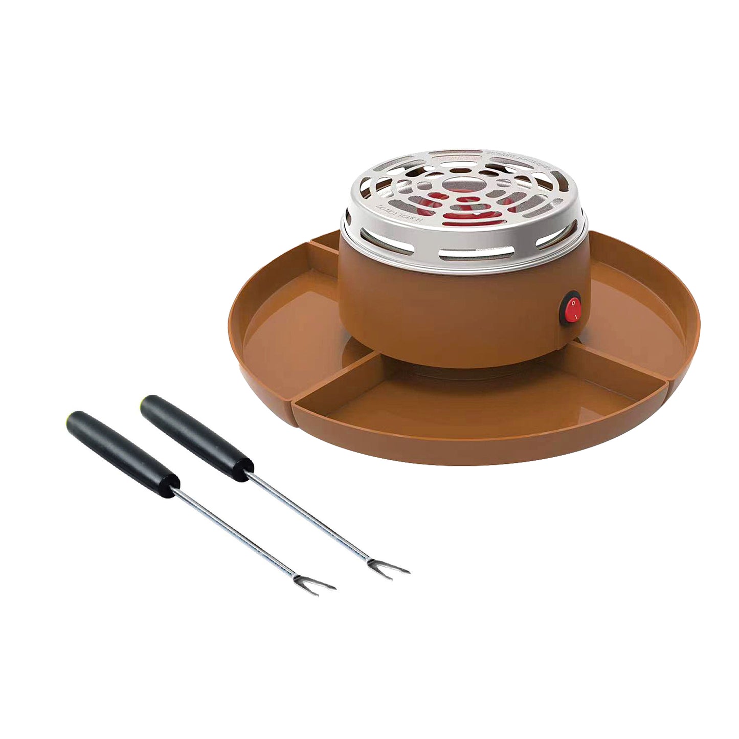 Electric S'mores Maker with 2 Stainless Steel Forks and 4 Storage Trays