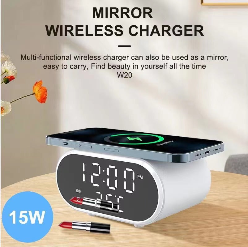 Wireless Charger Clock for iPhone and Samsung Galaxy, Alarm Setting Portable Wireless Charging Stations With Clock Display