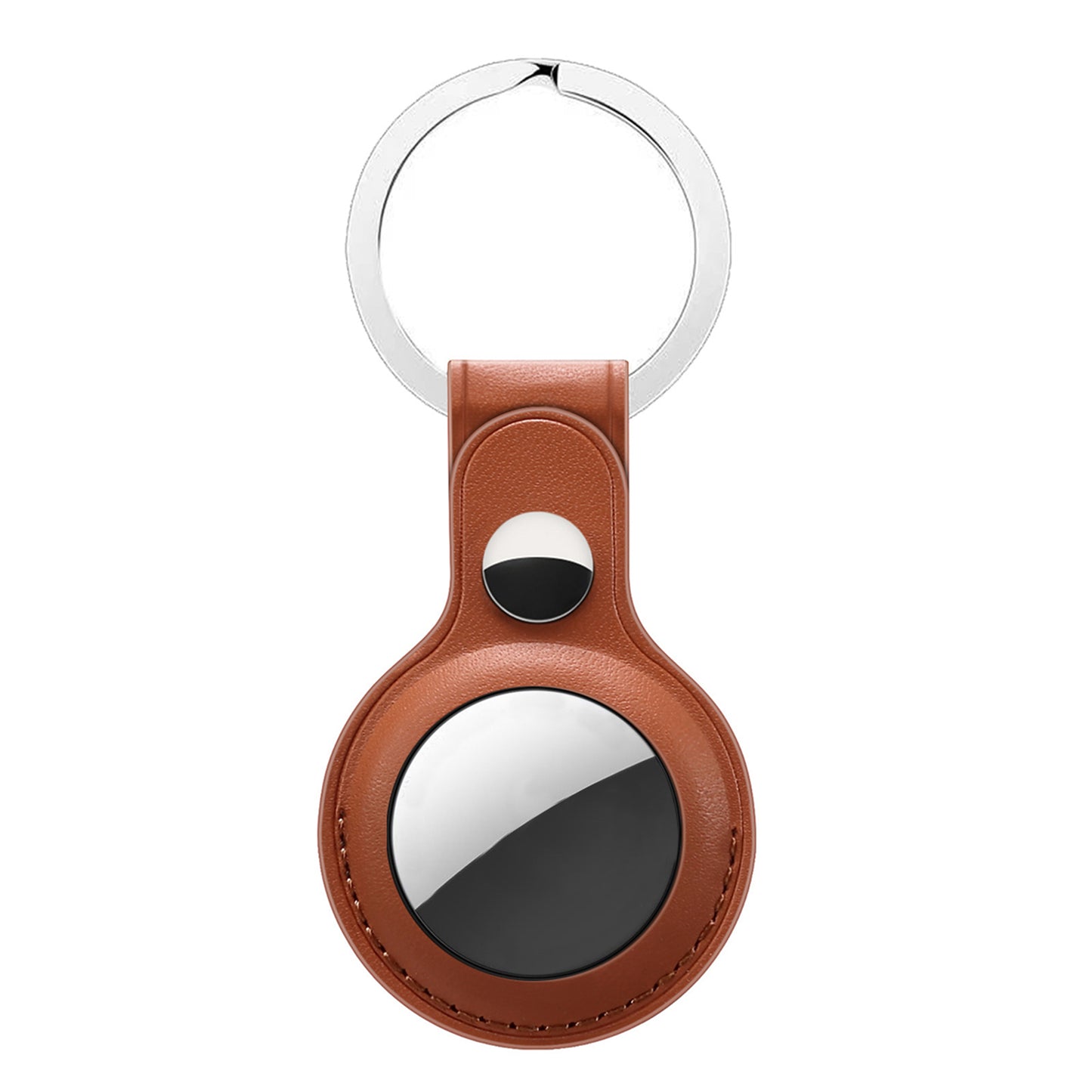 Large Leather Keychain Ring for Airtags, Anti Lost Protective Case and Tracker