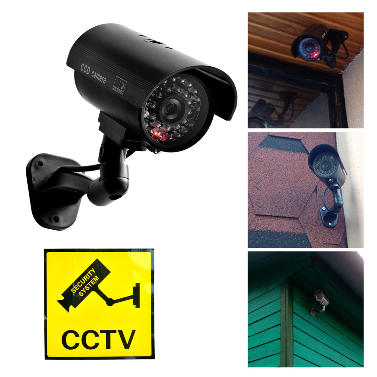 Dummy CCTV Security Camera With a RED Flashing Light,1.5x6.5x15.5cm