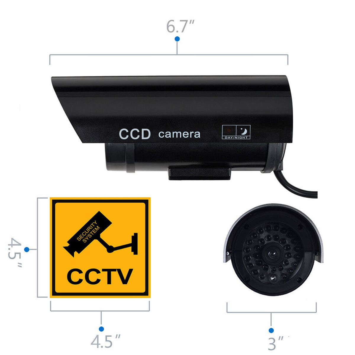 Dummy CCTV Security Camera With a RED Flashing Light,1.5x6.5x15.5cm