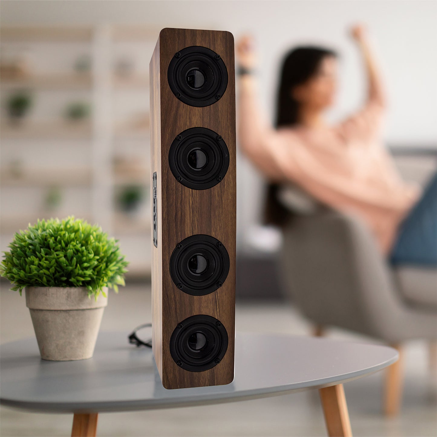 SoundForest Wooden Wireless Speaker with Hands-Free Calling and FM Radio