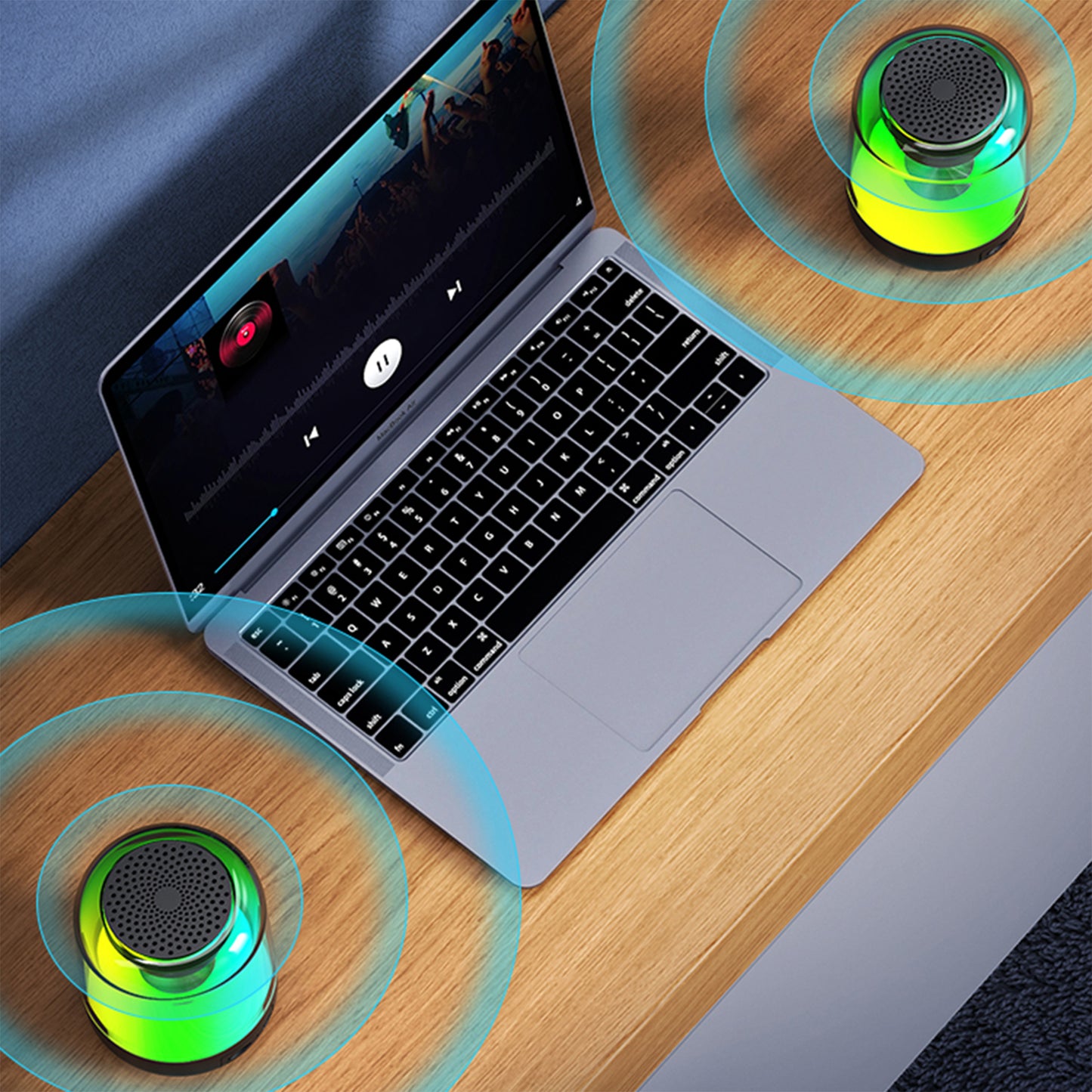 SYNCWAVE 2-Pack of LED Wireless Speakers with Synchronized Audio