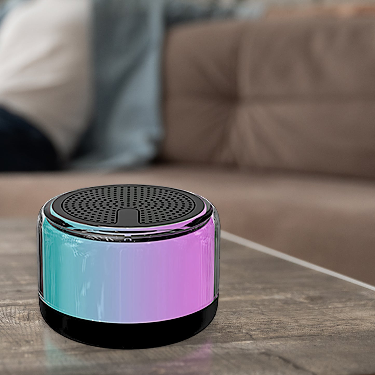 Dual Mini LED Light Bluetooth Speakers with Colorful Streamer for Outdoor 2 Packs Set