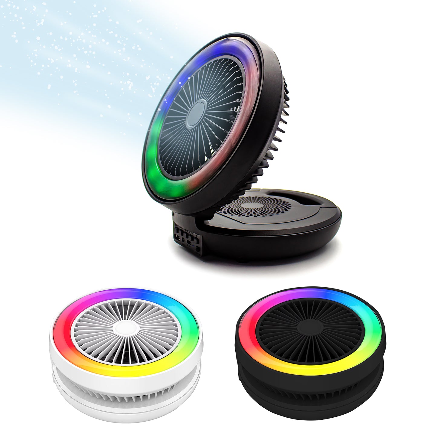 Mini Music Player System with Fan, Portable Super Bass Speaker with LED Light