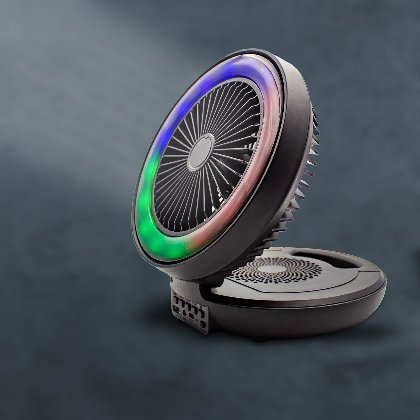 Mini Music Player System with Fan, Portable Super Bass Speaker with LED Light