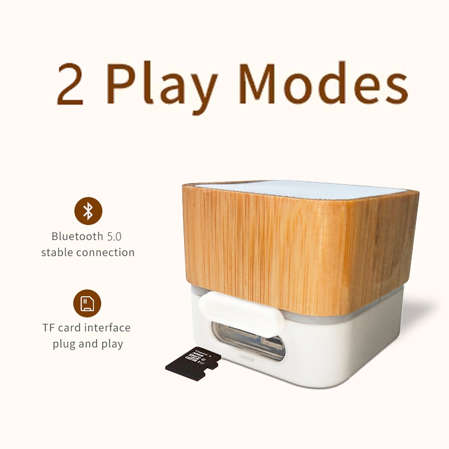 Bamboo Mini Portable Bluetooth Speaker, TF Card Supported and Expanded BXS Performance