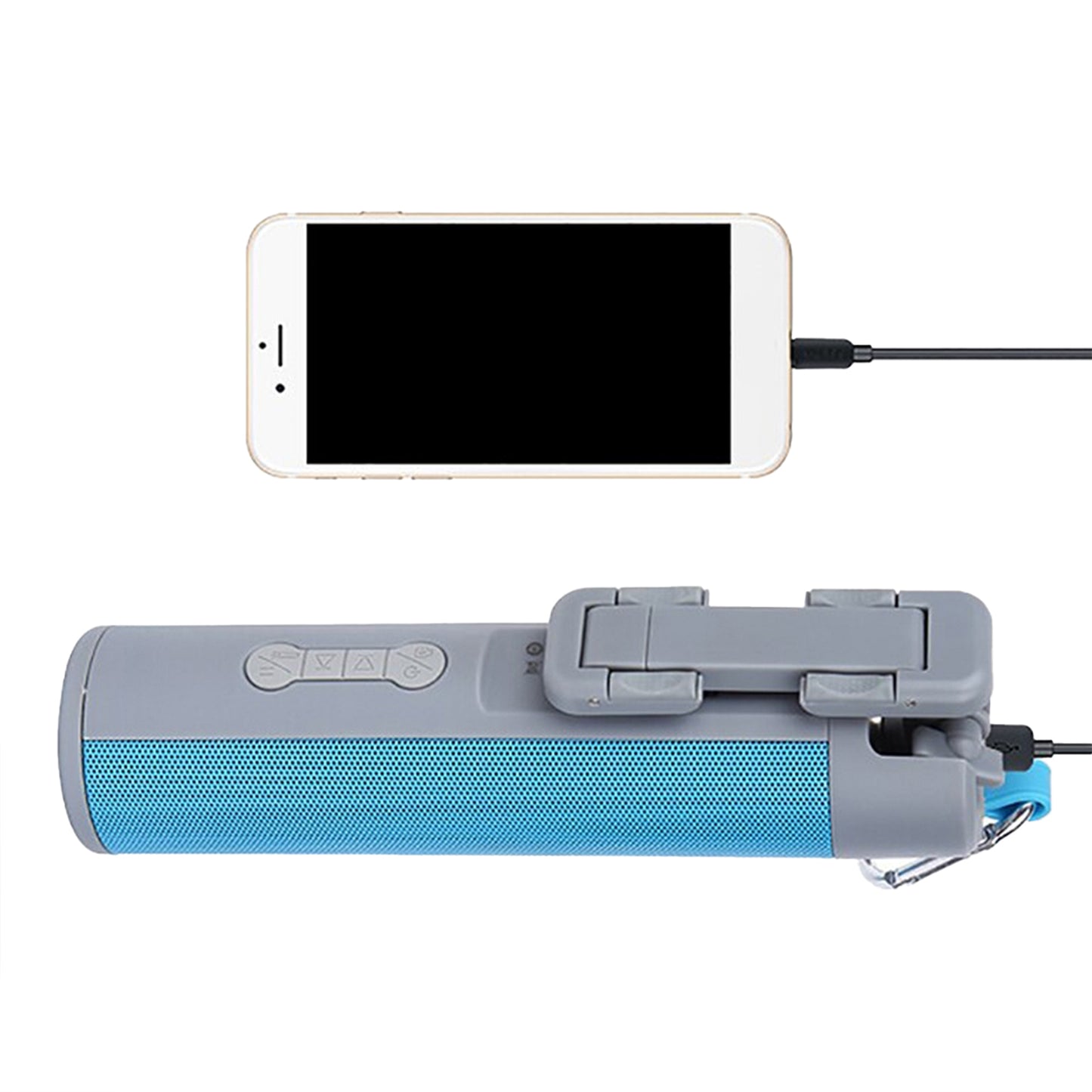 4-in-1 Gadget Capsule with Wireless Speaker,Powerbank, Selfie Stick, Flashlight