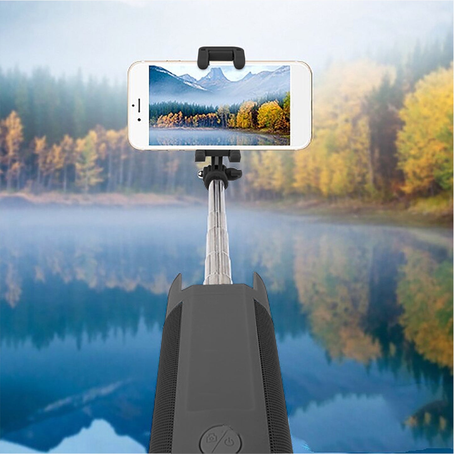 4-in-1 Gadget Capsule with Wireless Speaker,Powerbank, Selfie Stick, Flashlight