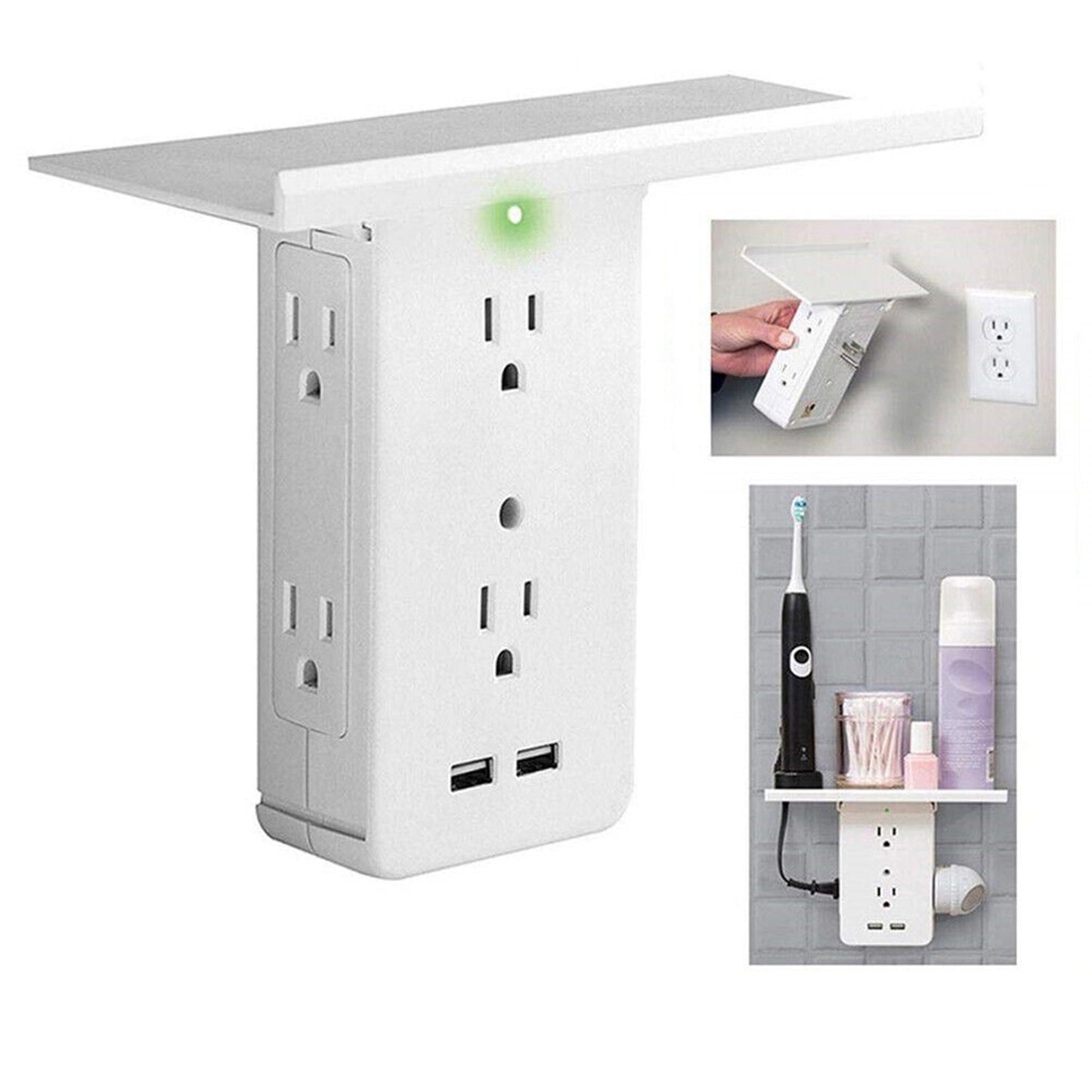ZTECH Socket Shelf Space Saving Power Strip