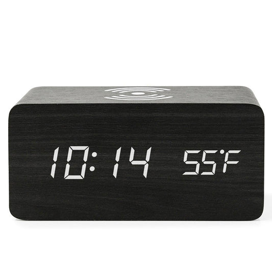 Alarm Clock with Wireless Charging and LED Display