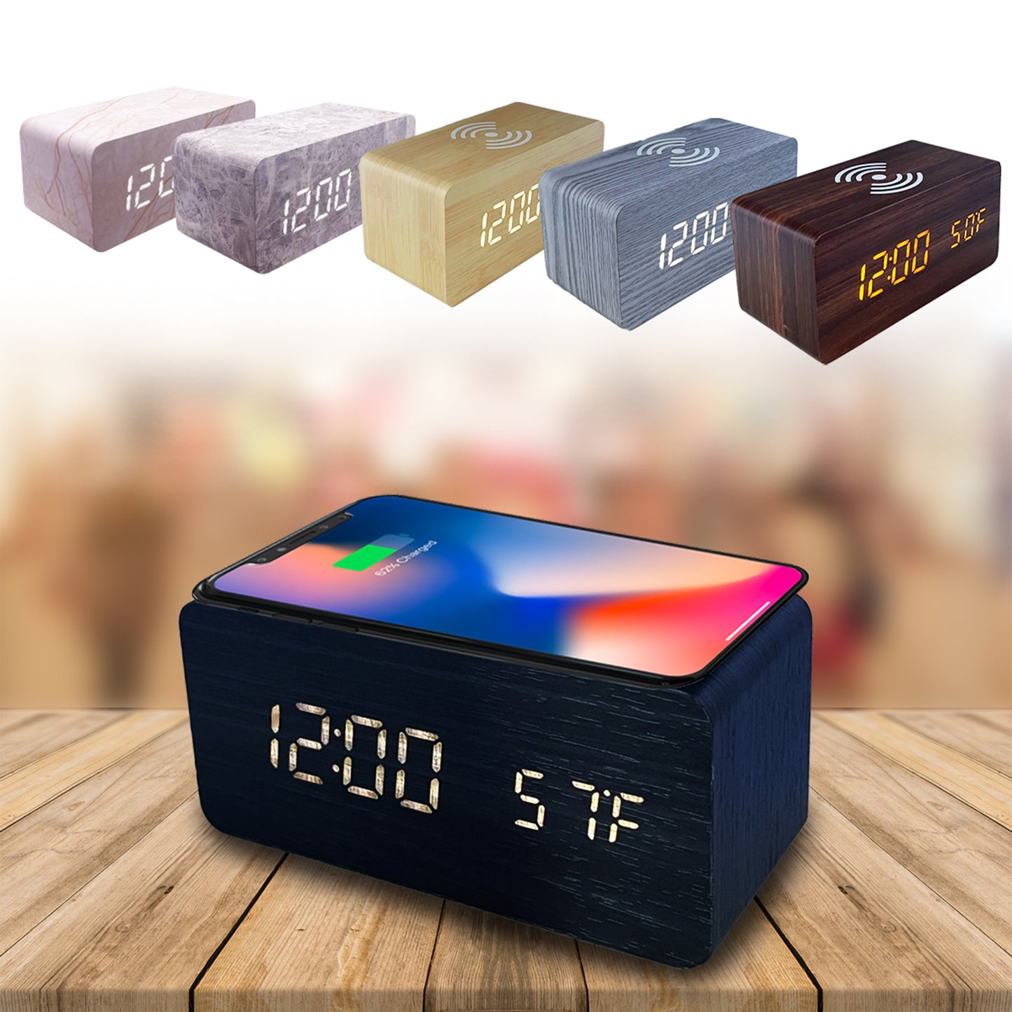 Alarm Clock with Wireless Charging and LED Display
