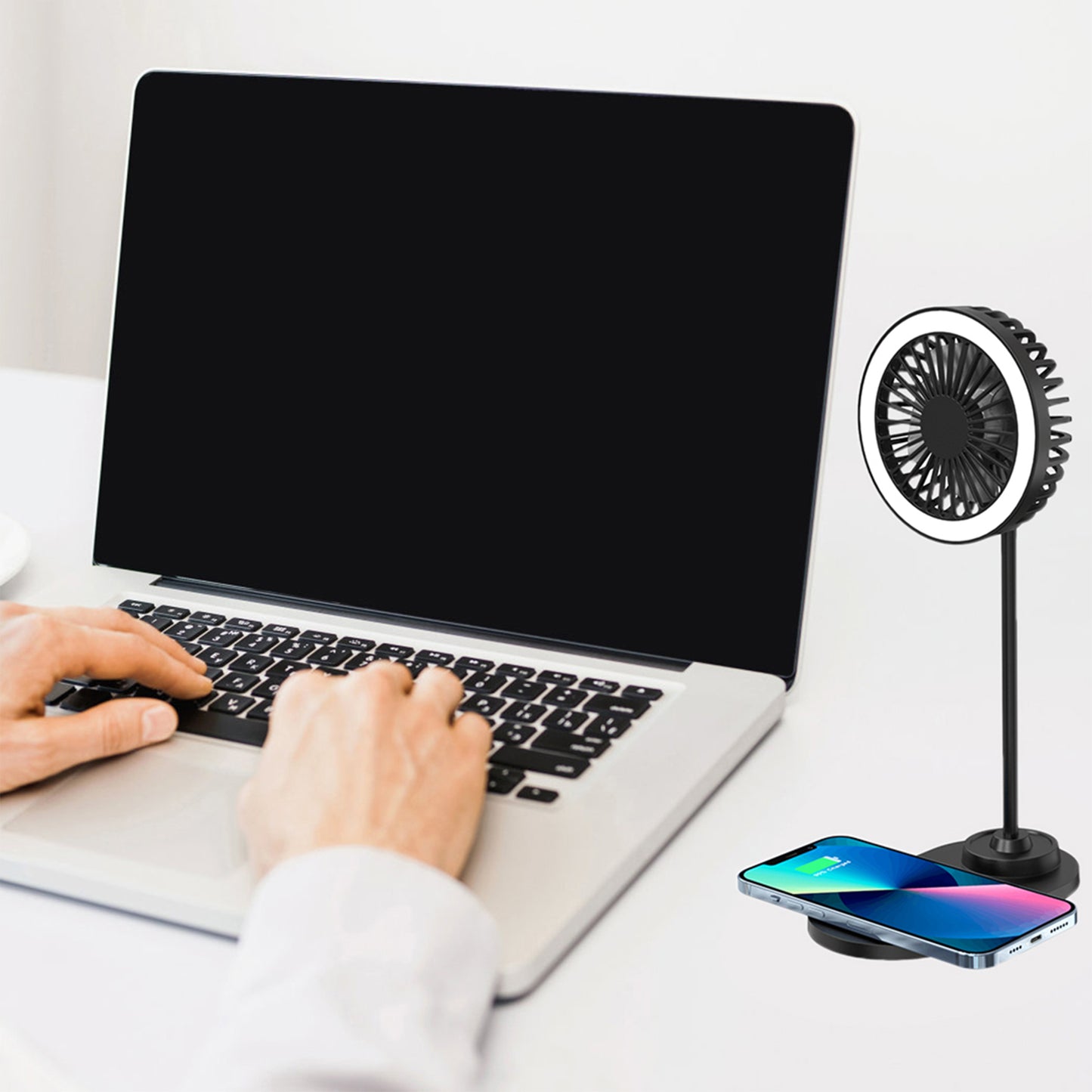IllumiBreeze - LED Desk Fan with Wireless Charging Base