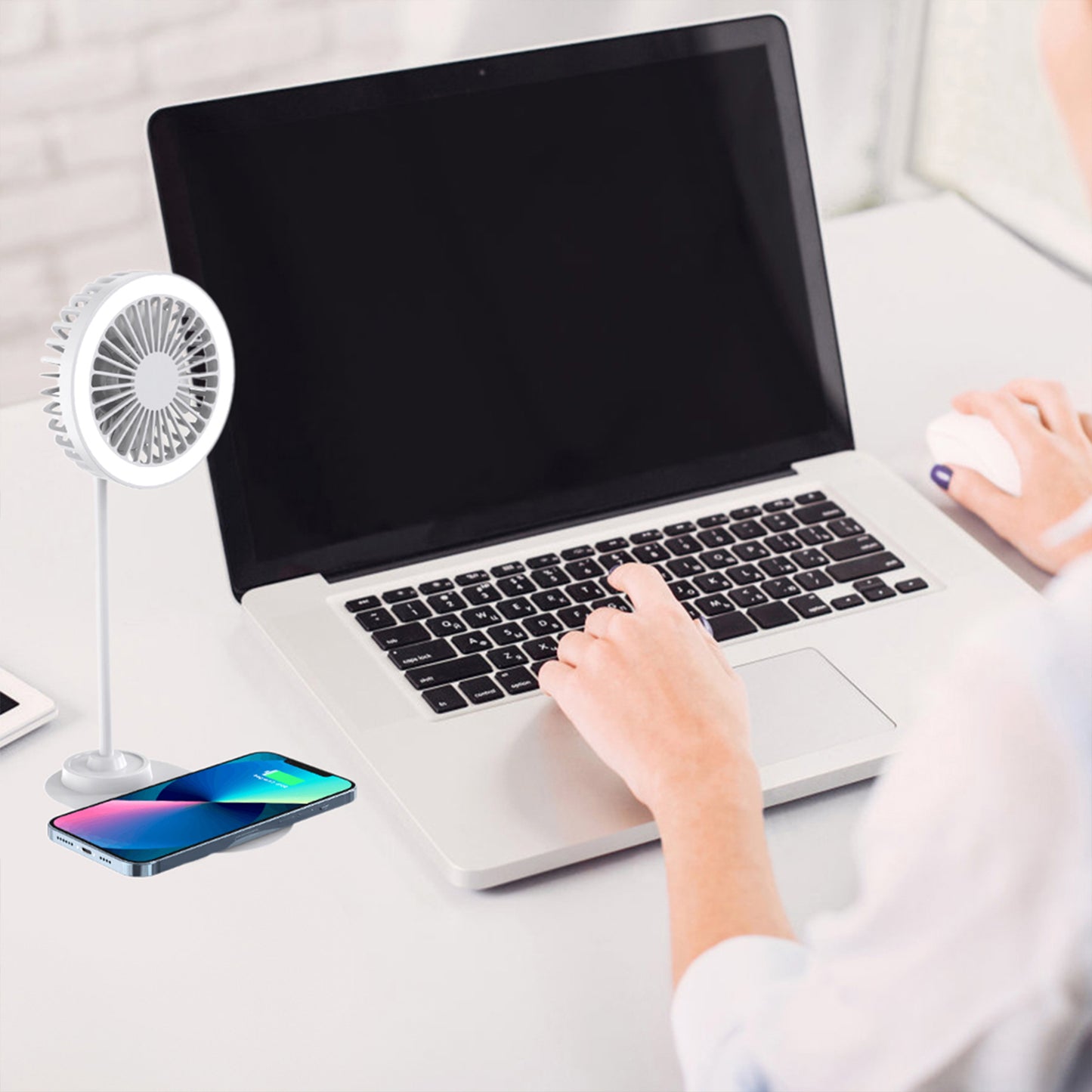 IllumiBreeze - LED Desk Fan with Wireless Charging Base