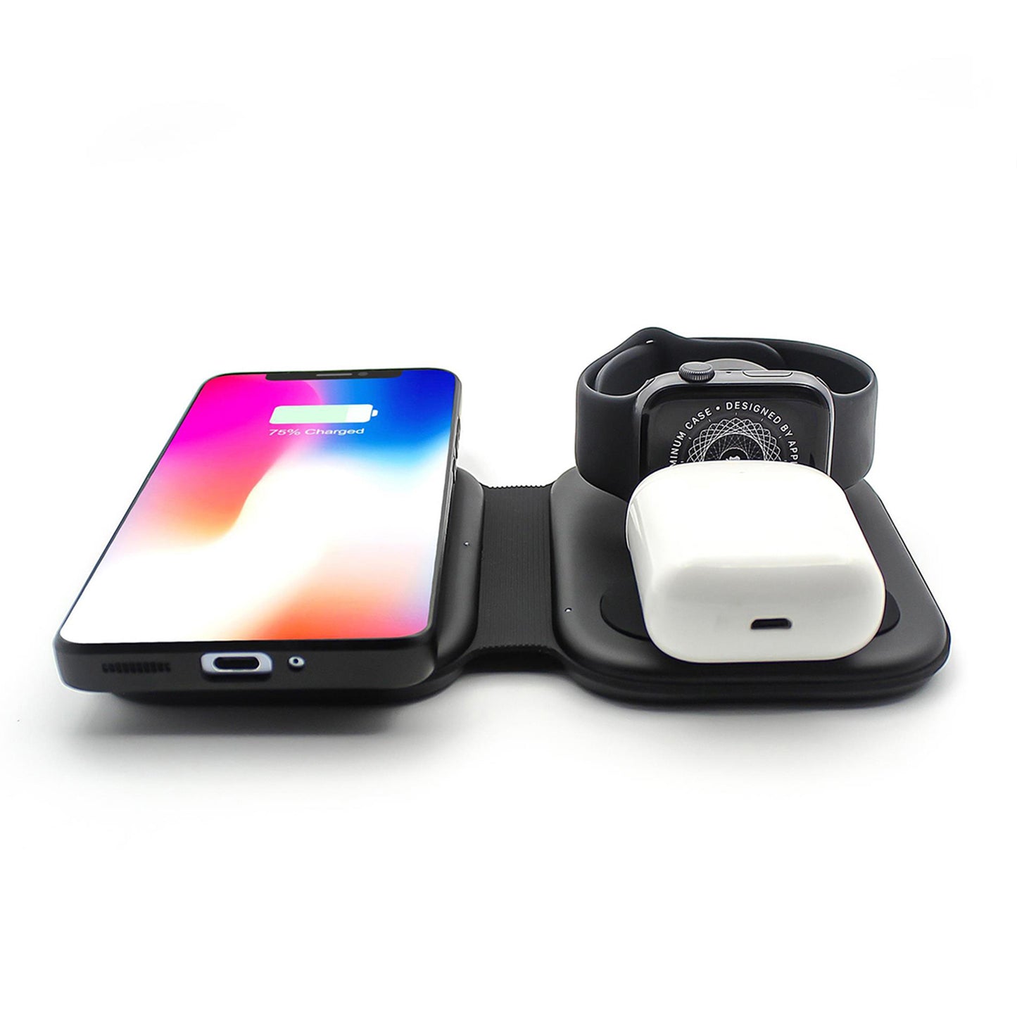 Magnetic Folding 3-in-1 Fast Wireless Charging Station - Convenient Charging for Phone, Watch, and Earbuds